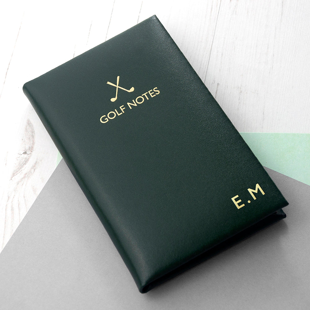 Personalised Luxury Leather Golf Notebook: 7 - Green - Notebooks By Gift Moments