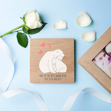 Personalised Mama Bear Oak Photo Cube: 4 - Photo Cubes By Gift Moments