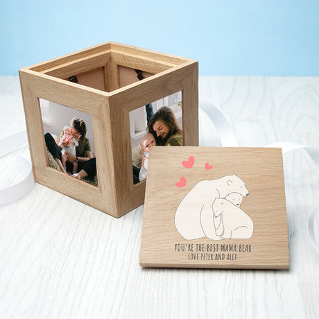 Personalised Mama Bear Oak Photo Cube: 1 - Photo Cubes By Gift Moments