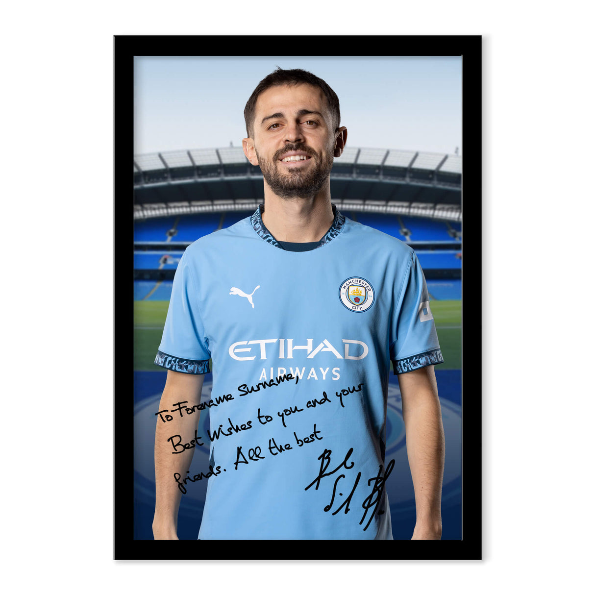 Personalised Bernado Silva Framed Autograph Photo: 1 - Framed Prints By Manchester City