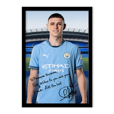 Personalised Manchester City FC Foden Autograph Photo Framed: 1 - Framed Prints By Manchester City