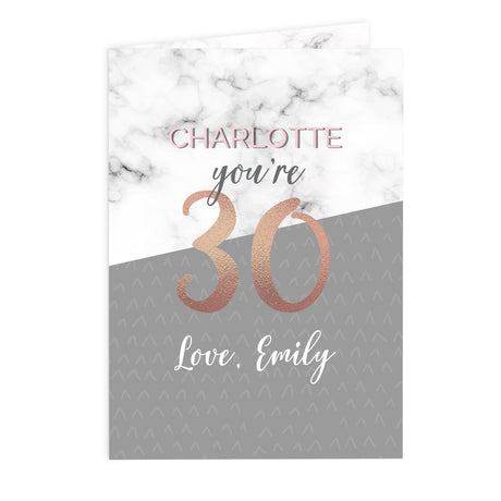 Personalised Marble and Rose Gold Card: 4 - Greeting Cards By Gift Moments