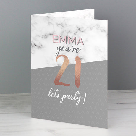 Personalised Marble and Rose Gold Card: 2 - Greeting Cards By Gift Moments