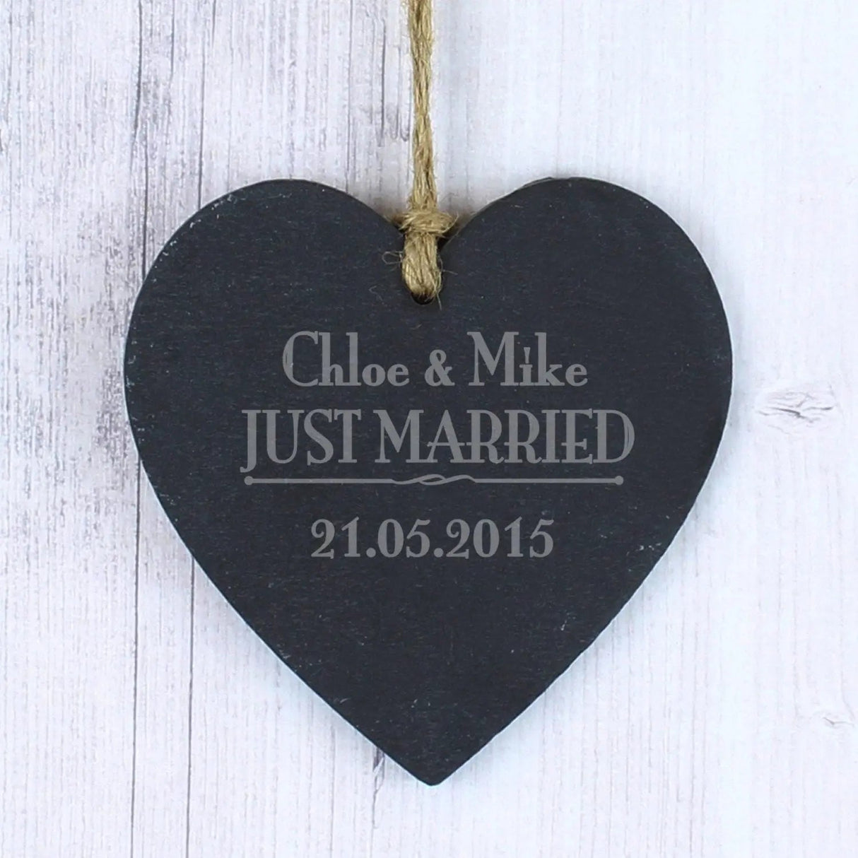 Personalised Just Married Slate Heart Decor: 1 - Decorations By Gift Moments