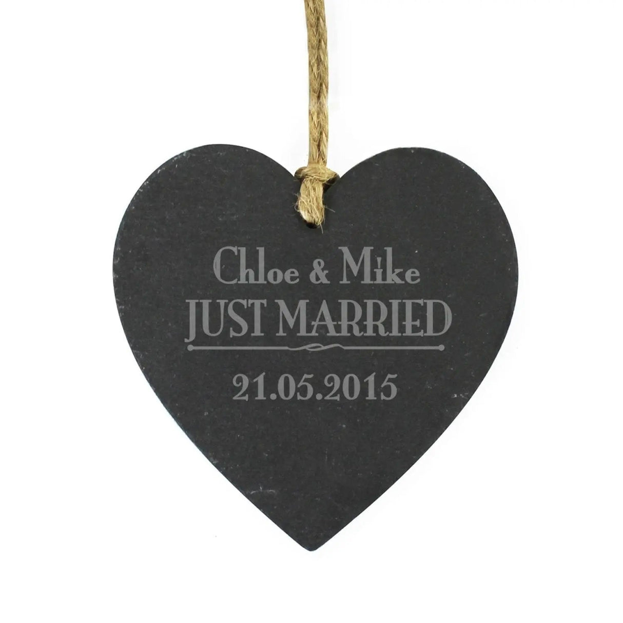 Personalised Just Married Slate Heart Decor: 2 - Decorations By Gift Moments