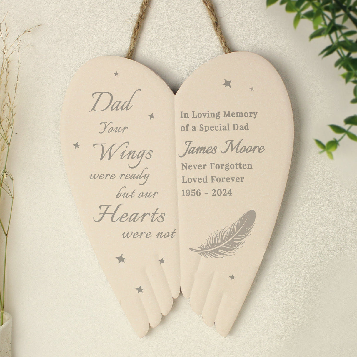 Personalised Ceramic Memorial Angel Wings Ornament: 1 - Ornaments By Gift Moments