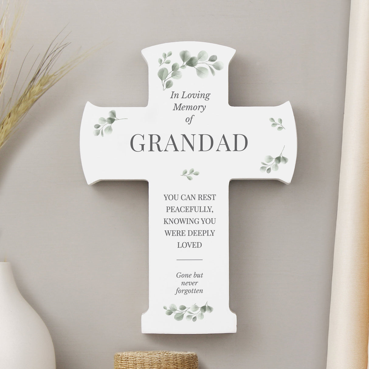 Personalised Memorial Cross Wooden Ornament: 6 - Ornaments By Gift Moments