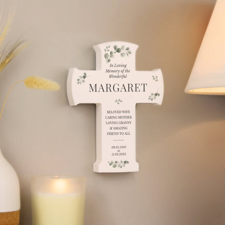 Personalised Memorial Cross Wooden Ornament: 2 - Ornaments By Gift Moments