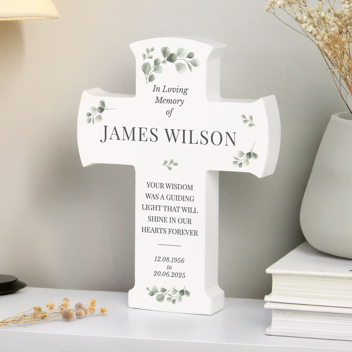 Personalised Memorial Cross Wooden Ornament: 4 - Ornaments By Gift Moments