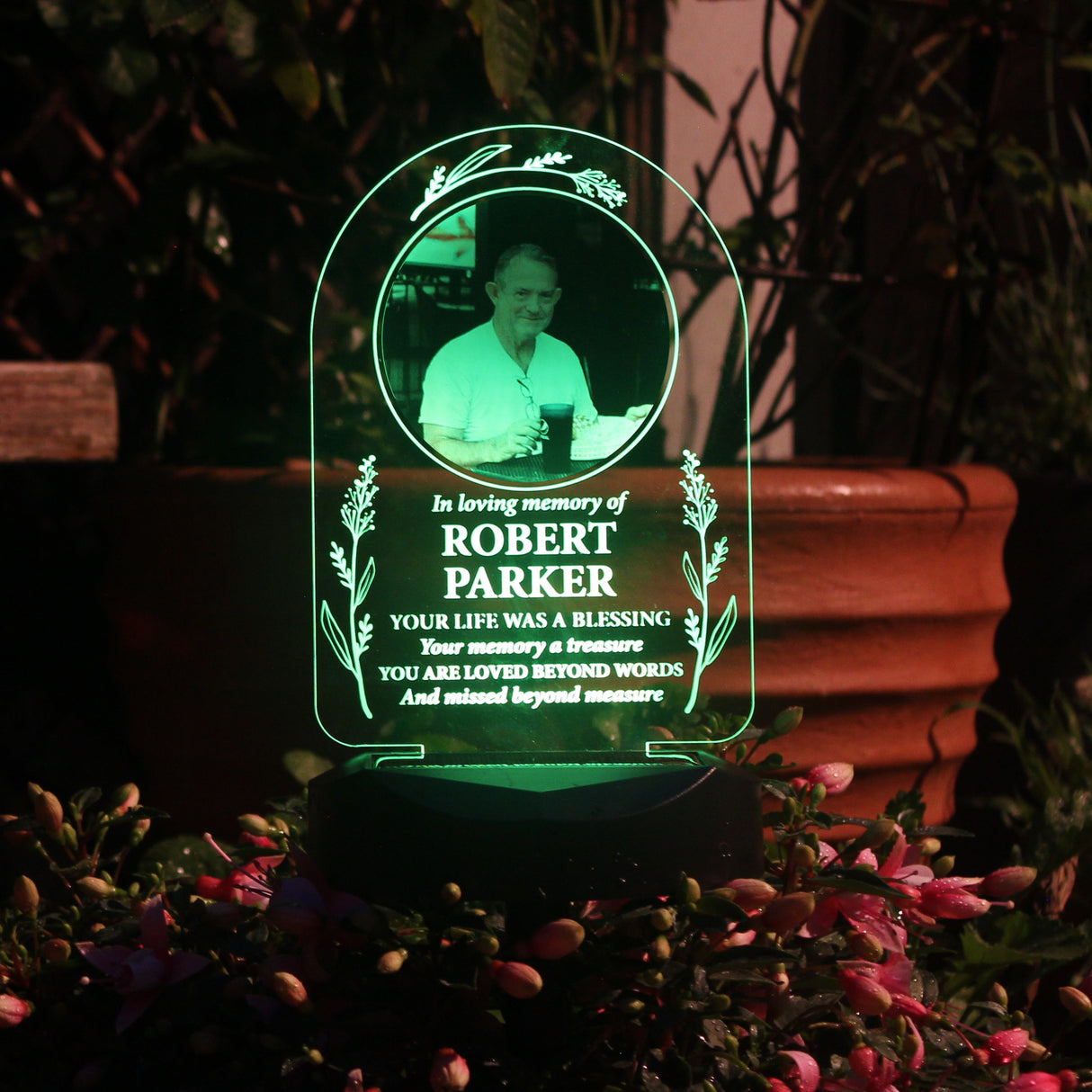 Personalised Memorial Photo Upload Outdoor Solar Light: 2 - Solar Lights By Gift Moments