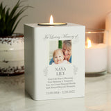 Personalised Memorial Photo Upload White Wooden Tea light Holder: 2 - Candle Holders By Gift Moments