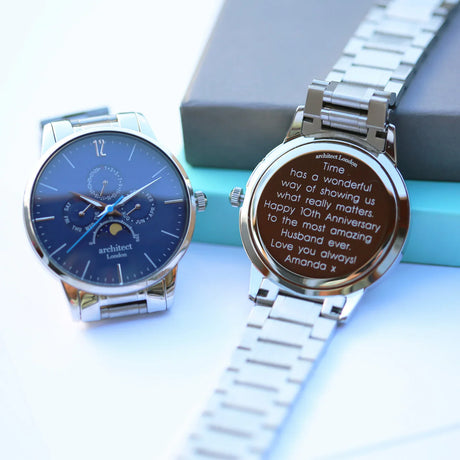 Personalised Architect Apollo Moon Phase Watch Blue: 5 - Watches By Architect Watches