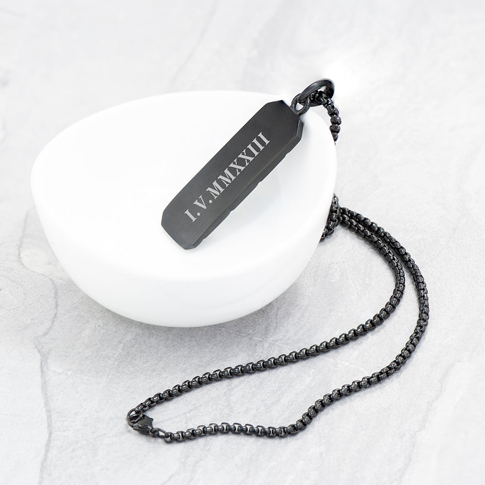 Personalised Men’s Black Steel Dog Tag Necklace: 8 - Necklaces By Gift Moments