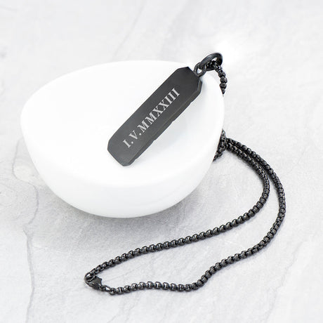 Personalised Black Steel Dog Tag Necklace: 8 - Necklaces By Gift Moments