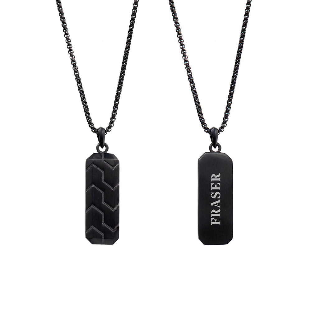 Personalised Men’s Black Steel Dog Tag Necklace: 9 - Necklaces By Gift Moments