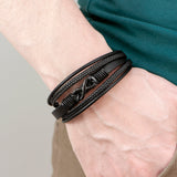 Personalised Men’s Infinity Black Leather Stacked Bracelet: 1 - Bracelets By Gift Moments