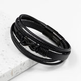 Personalised Men’s Infinity Black Leather Stacked Bracelet: 2 - Bracelets By Gift Moments