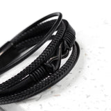 Personalised Men’s Infinity Black Leather Stacked Bracelet: 4 - Bracelets By Gift Moments