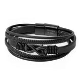 Personalised Men’s Infinity Black Leather Stacked Bracelet: 5 - Bracelets By Gift Moments