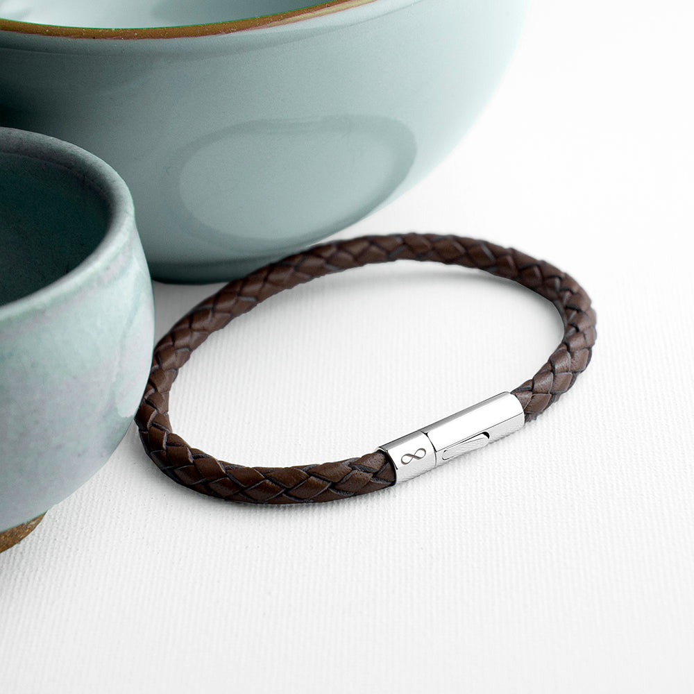 Personalised Men's Infinity Capsule Leather Bracelet - Bracelets at Gift Moments