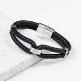 Men’s Infinity Dual Leather Bracelet: 2 - Silver - Bracelets By Gift Moments