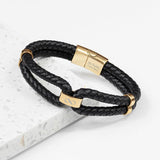 Men’s Infinity Dual Leather Bracelet: 3 - Gold - Bracelets By Gift Moments