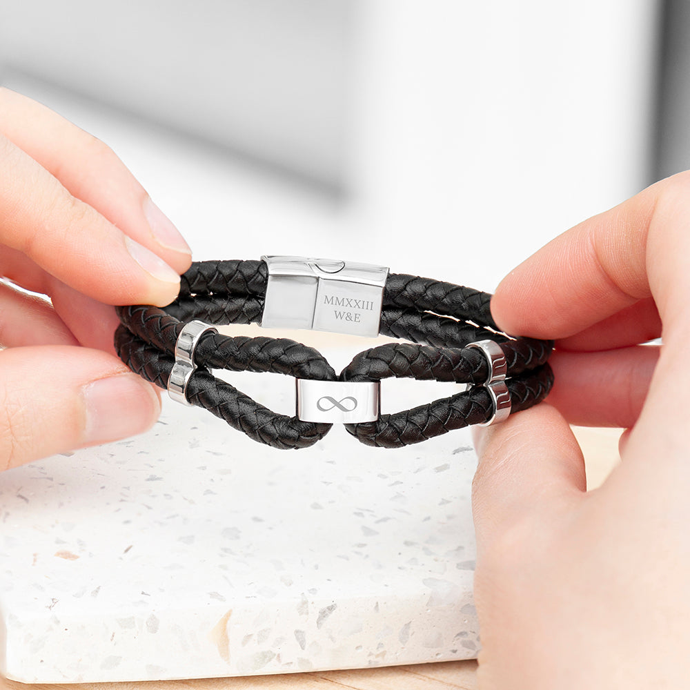 Personalised Men’s Infinity Dual Leather Bracelets: 7 - Bracelets By Gift Moments