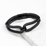 Personalised Men’s Infinity Dual Leather Bracelets: 1 - Black - Bracelets By Gift Moments