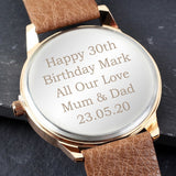 Personalised Men’s Rose Gold Watch with Brown Strap: 4 - Watches By Gift Moments