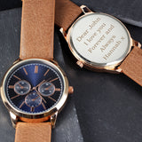 Personalised Men’s Rose Gold Watch with Brown Strap: 2 - Watches By Gift Moments