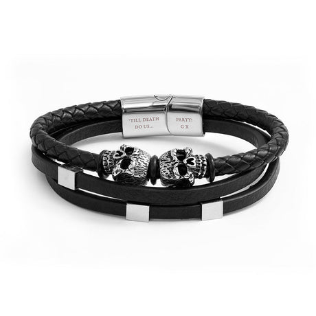 Personalised Skull Leather Rope Bracelet: 5 - Bracelets By Gift Moments