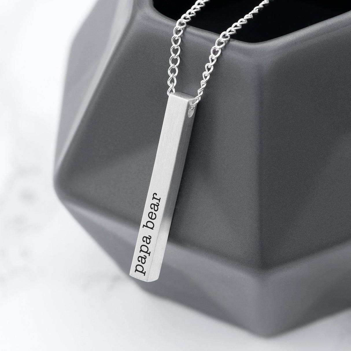 Personalised Men’s Solid Bar Necklace: 2 - Silver - Necklaces By Gift Moments