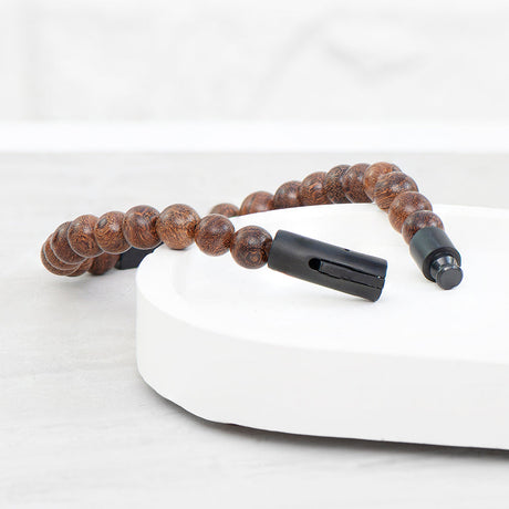 Personalised Men’s Wooden Beaded Bracelet: 5 - Bracelets By Gift Moments