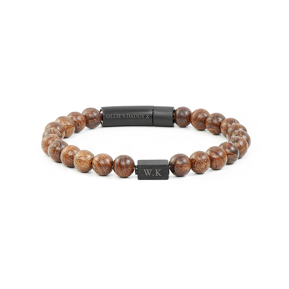 Personalised Men’s Wooden Beaded Bracelet: 11 - Bracelets By Gift Moments