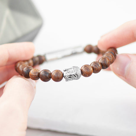 Personalised Men’s Wooden Buddha Bracelet: 4 - Bracelets By Gift Moments