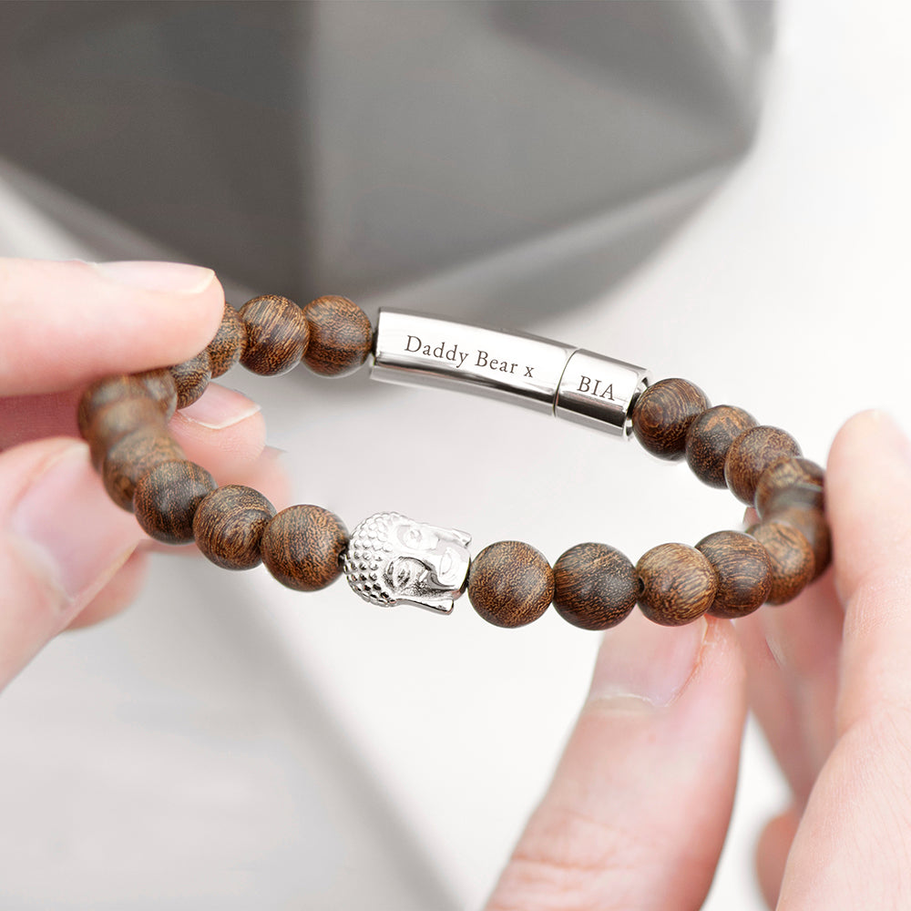 Personalised Men’s Wooden Buddha Bracelet: 1 - Bracelets By Gift Moments