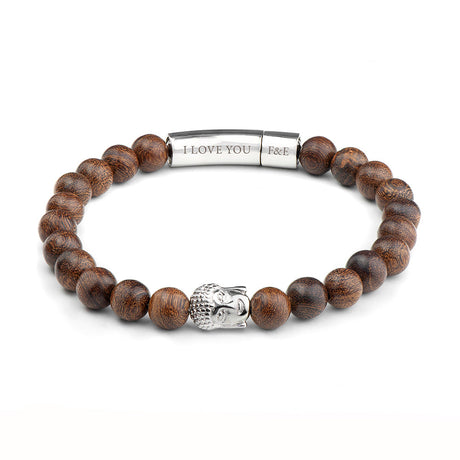 Personalised Men’s Wooden Buddha Bracelet: 7 - Bracelets By Gift Moments