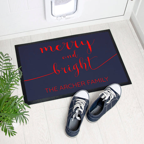 Personalised Merry and Bright Christmas Doormat: 1 - Doormats By Gift Moments