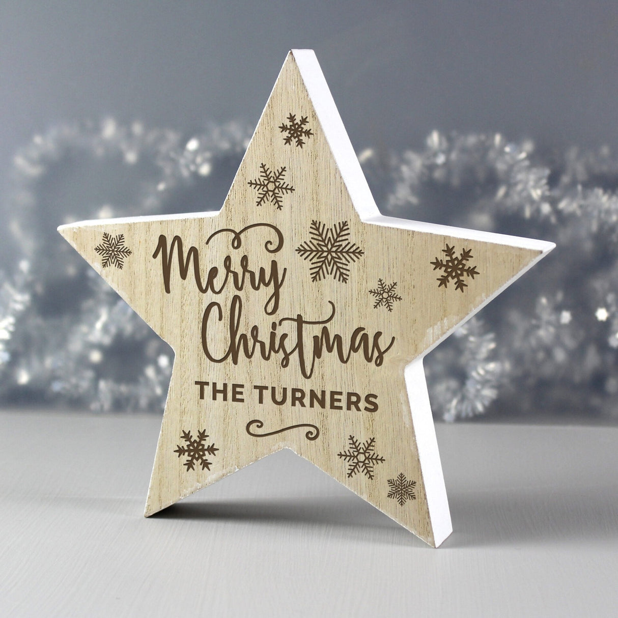 Personalised Wooden Star Christmas Decoration: 2 - Christmas Decorations By Gift Moments