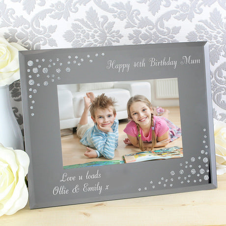 Personalised Diamante 6x4 Landscape Photo Frame: 2 - Photo Frames By Gift Moments