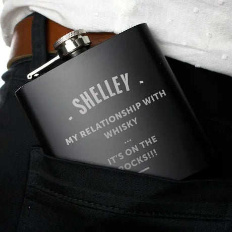 Personalised Black Stainless Steel Hip Flask: 5 - Hip Flasks By Gift Moments