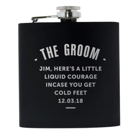 Personalised Black Stainless Steel Hip Flask: 4 - Hip Flasks By Gift Moments