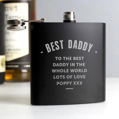 Personalised Black Stainless Steel Hip Flask: 6 - Hip Flasks By Gift Moments