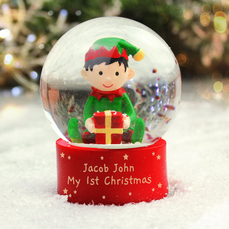 Personalised Elf Glitter Snow Globe: 4 - Snow Globes By Gift Moments