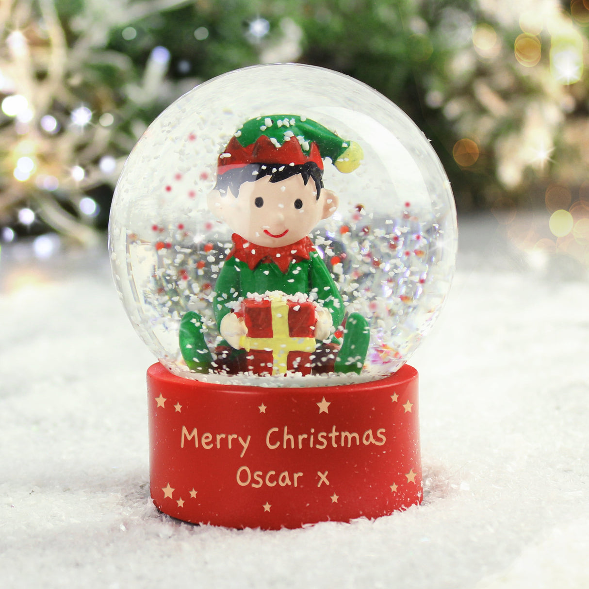 Personalised Elf Glitter Snow Globe: 1 - Snow Globes By Gift Moments