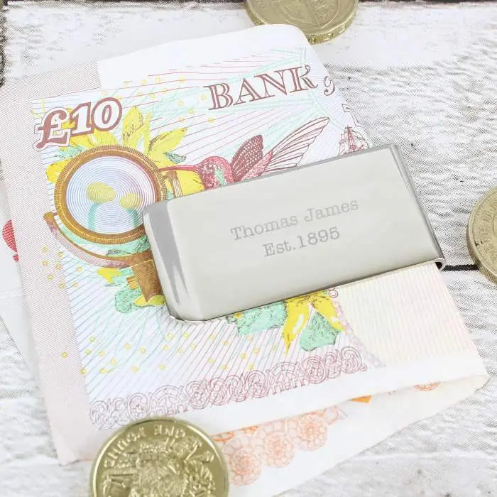 Personalised Silver Plated Money Clip: 2 - Wallets & Money Clips By Gift Moments