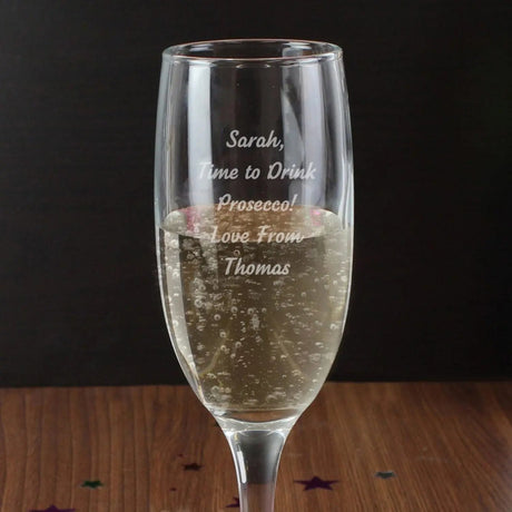 Personalised Prosecco Flute with Custom Message: 1 - Champagne Flutes By Gift Moments