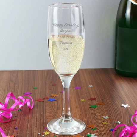 Personalised Prosecco Flute with Custom Message: 2 - Champagne Flutes By Gift Moments