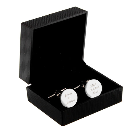 Personalised Any Message Round Cufflinks: 4 - Cufflinks & Tie Slides By Gift Moments