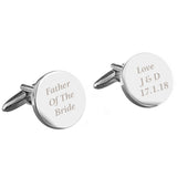 Personalised Any Message Round Cufflinks: 3 - Cufflinks & Tie Slides By Gift Moments